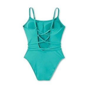 NWT Lace-Up One Piece Swimsuit - Shade & Shore - Teal